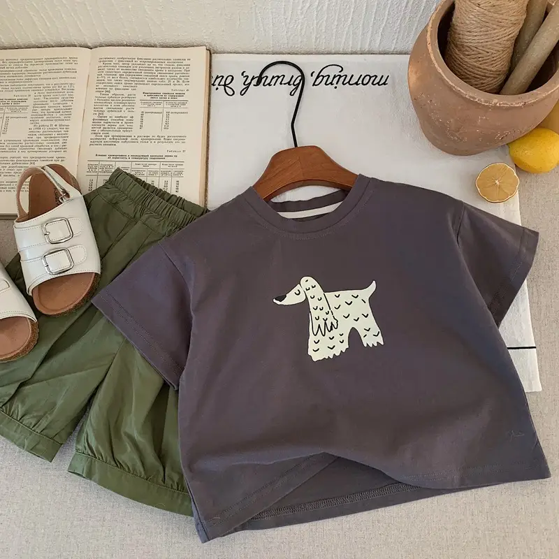 Boys Printed T-Shirt Brown 2025 Summer Casual — feature 5