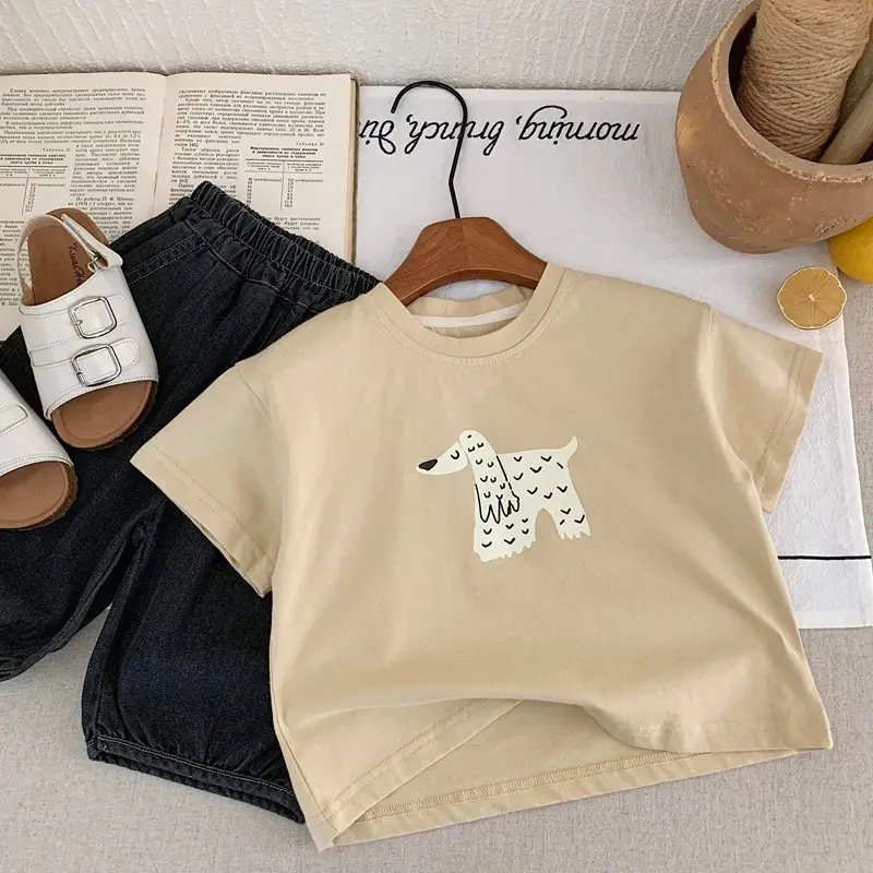 Boys Printed T-Shirt Brown 2025 Summer Casual — feature 6