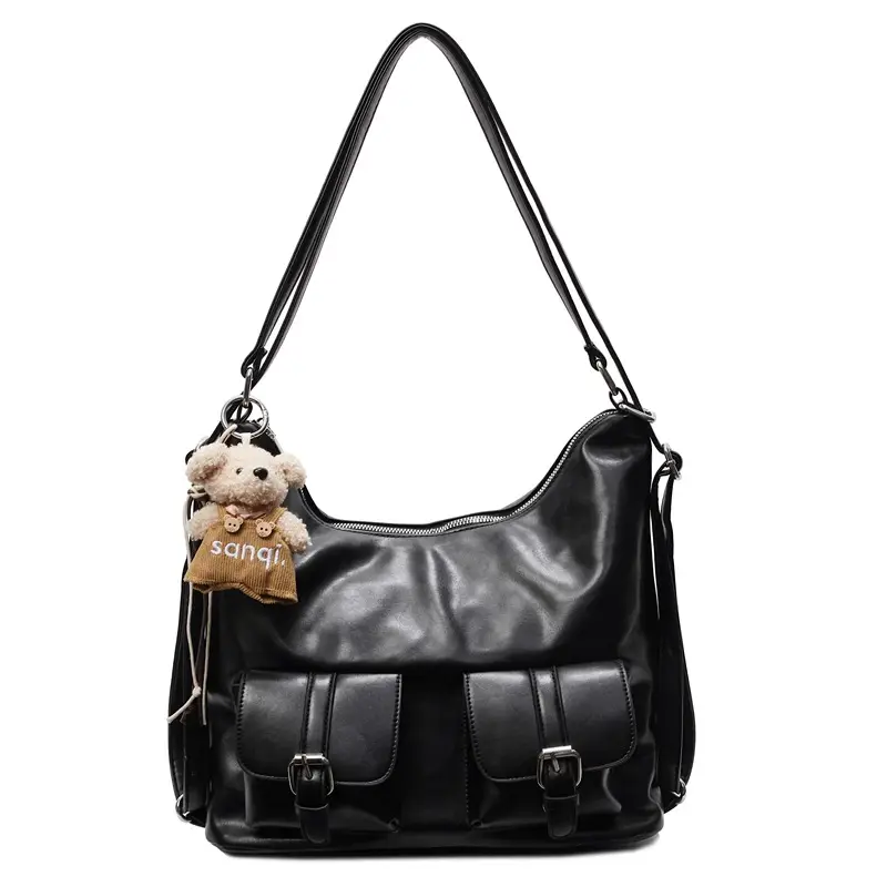 Women's Large Capacity Shoulder Tote Bag Beige Grey 2025 - Image 17