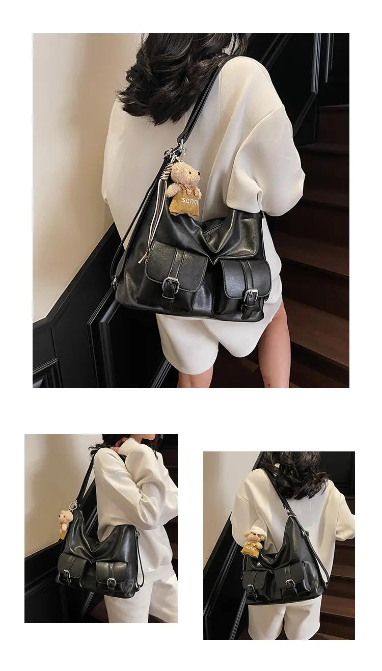 Women's Large Capacity Shoulder Tote Bag Beige Grey 2025 — feature 11