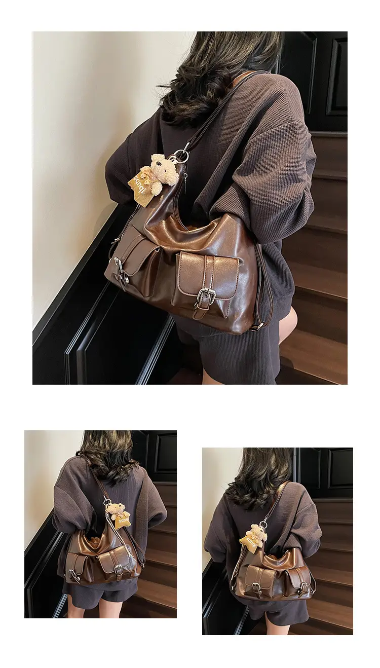 Women's Large Capacity Shoulder Tote Bag Beige Grey 2025 — feature 12