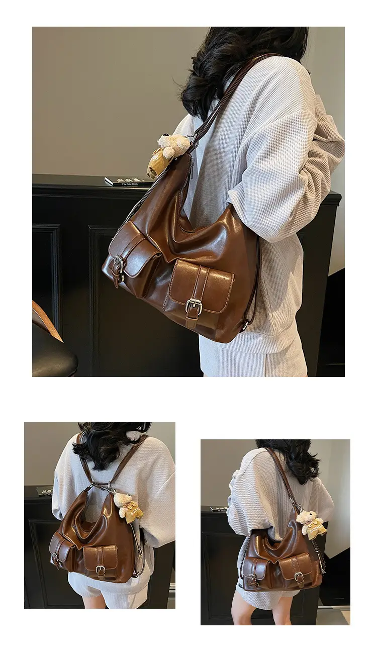 Women's Large Capacity Shoulder Tote Bag Beige Grey 2025 — feature 14