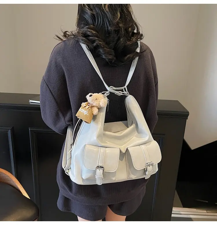 Women's Large Capacity Shoulder Tote Bag Beige Grey 2025 — feature 18