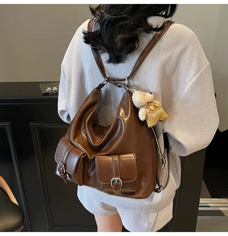 Women's Large Capacity Shoulder Tote Bag Beige Grey 2025 — feature 21
