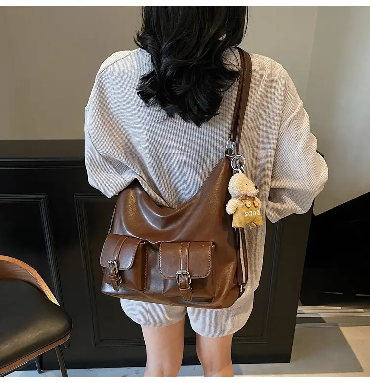 Women's Large Capacity Shoulder Tote Bag Beige Grey 2025 — feature 22