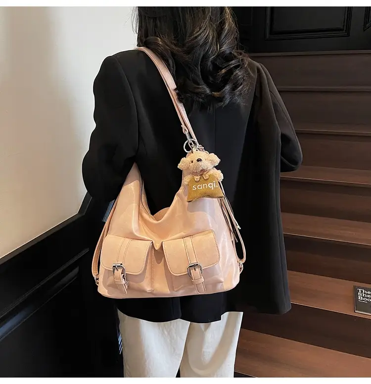 Women's Large Capacity Shoulder Tote Bag Beige Grey 2025 — feature 25