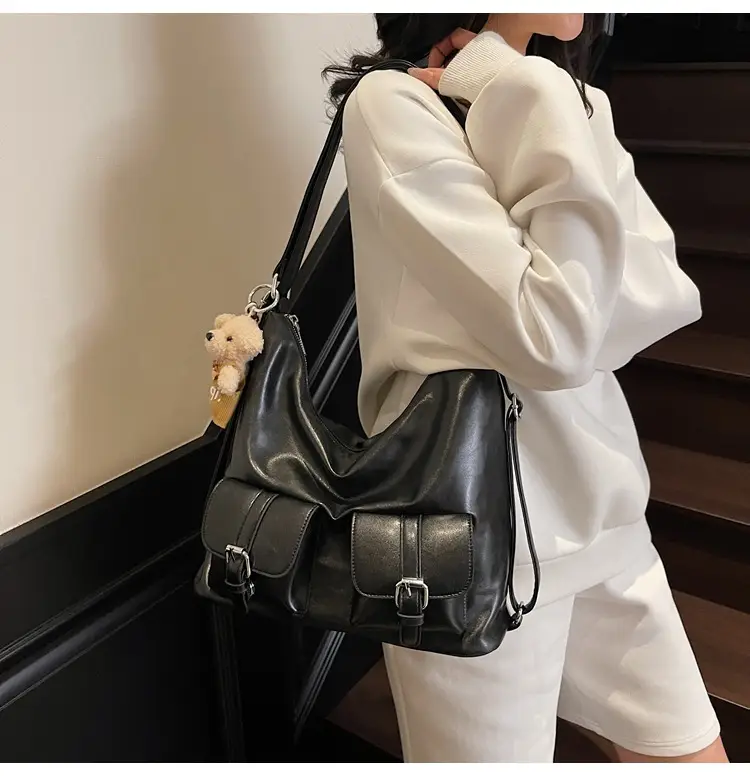 Women's Large Capacity Shoulder Tote Bag Beige Grey 2025 — feature 31