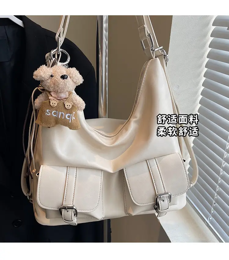 Women's Large Capacity Shoulder Tote Bag Beige Grey 2025 — feature 4