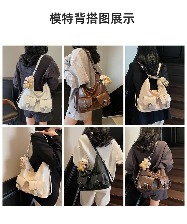 Women's Large Capacity Shoulder Tote Bag Beige Grey 2025 — feature 9