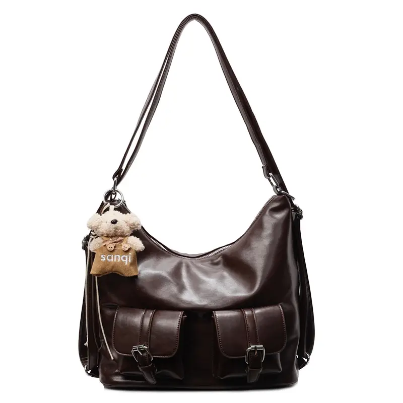Women's Large Capacity Shoulder Tote Bag Beige Grey 2025 - Image 10