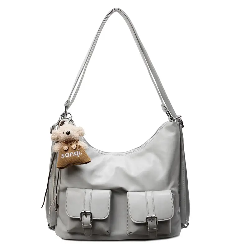 Women's Large Capacity Shoulder Tote Bag Beige Grey 2025 - Image 12