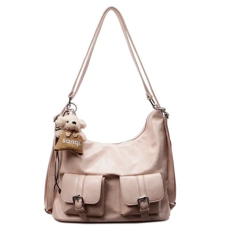 Women's Large Capacity Shoulder Tote Bag Beige Grey 2025 - Image 5
