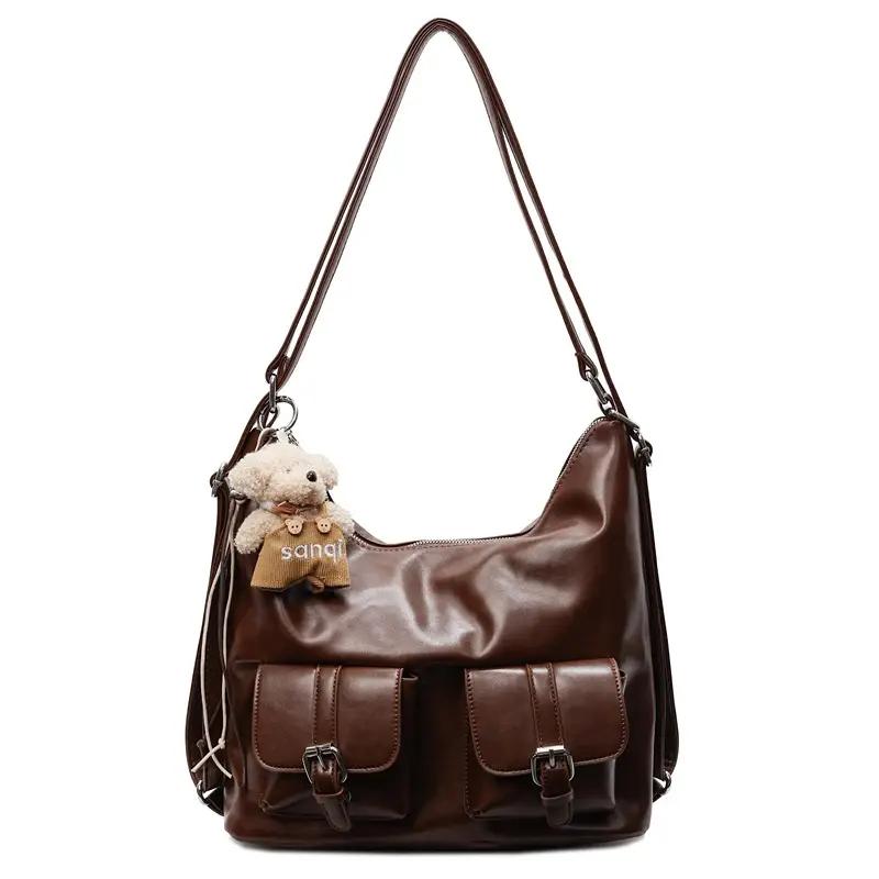 Women's Large Capacity Shoulder Tote Bag Beige Grey 2025 - Image 9