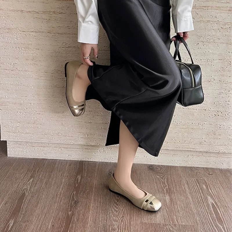 French Style Beautiful Single Shoes Chanel Style Elegant Evening Shoes with Skirt Soft Bottom Shallow Mouth Flat Gentle Style Mary Jane Shoes - Image 7