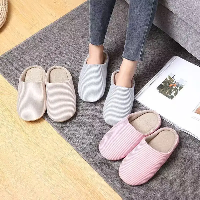 Japanese-Style Home Indoor Men's and Women's Silent Cloth-Soled Slippers Spring & Fall Wooden Floor Household Soft-Soled Large Size Non-Slip Cotton Slippers — feature 12