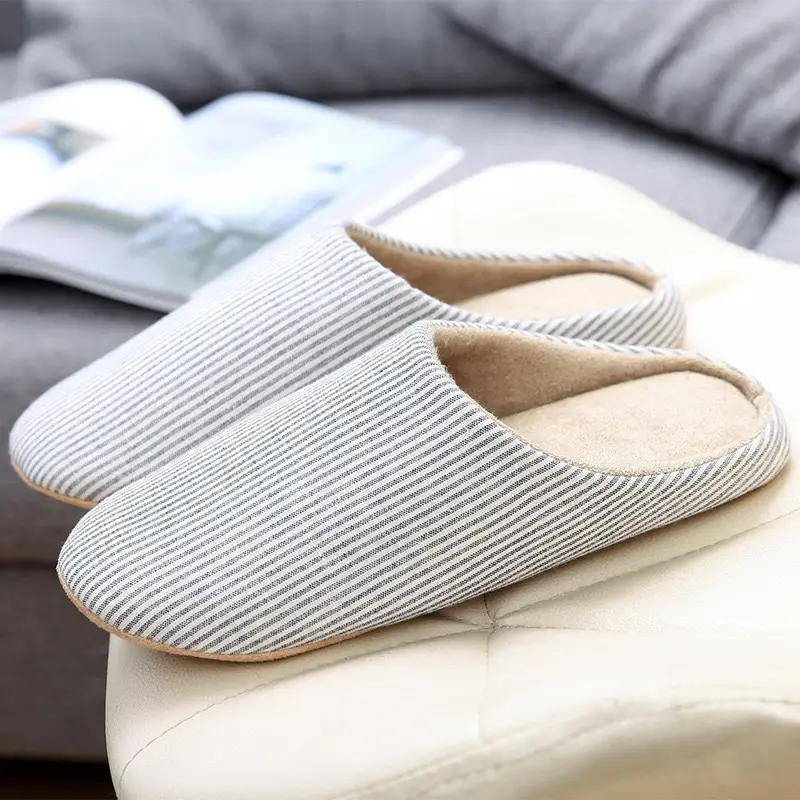 Japanese-Style Home Indoor Men's and Women's Silent Cloth-Soled Slippers Spring & Fall Wooden Floor Household Soft-Soled Large Size Non-Slip Cotton Slippers