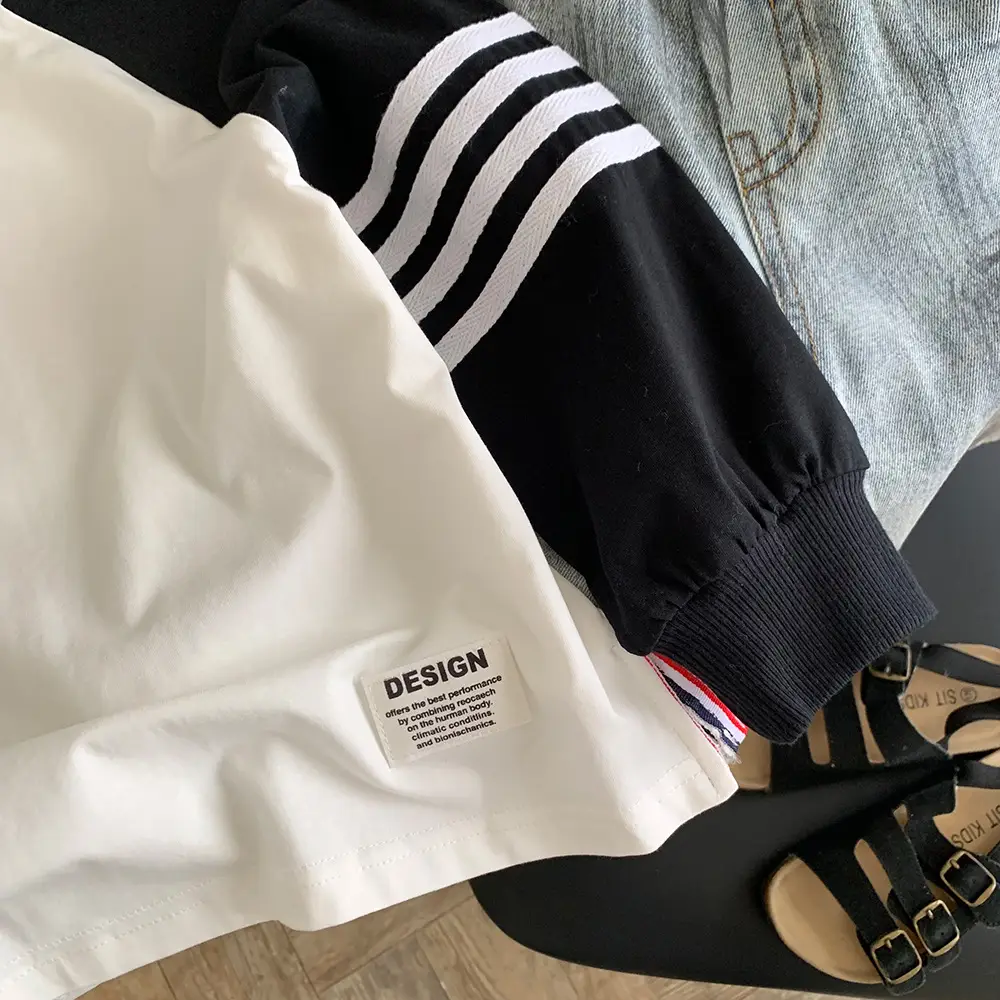 Boys Long Sleeve T-Shirt White Black Spring Autumn 2025 — feature 5