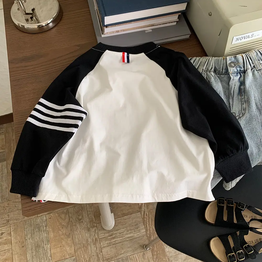 Boys Long Sleeve T-Shirt White Black Spring Autumn 2025 — feature 6