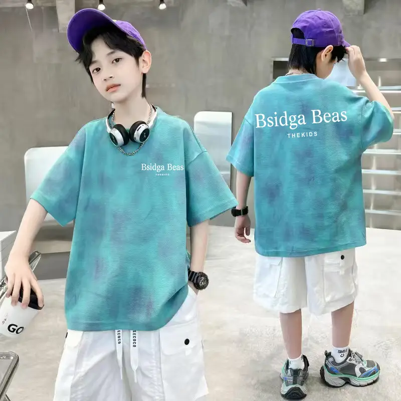 Cotton Tie-Dye Boys T-Shirt Summer Wear - Image 2