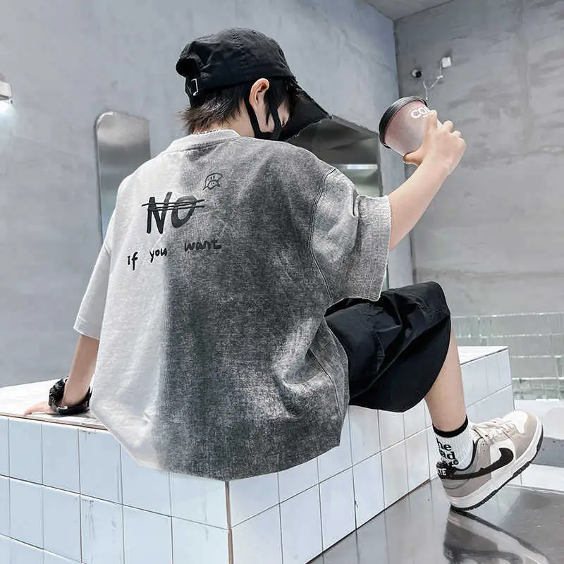 Cotton Printed T-Shirt for Boys Grey Summer Wear