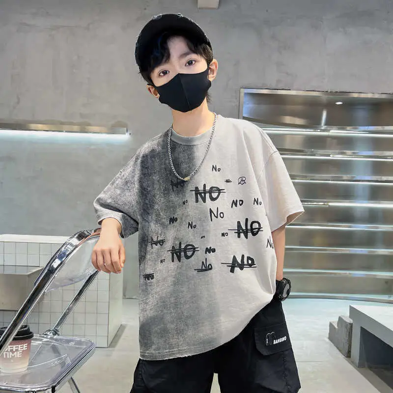 Cotton Printed T-Shirt for Boys Grey Summer Wear