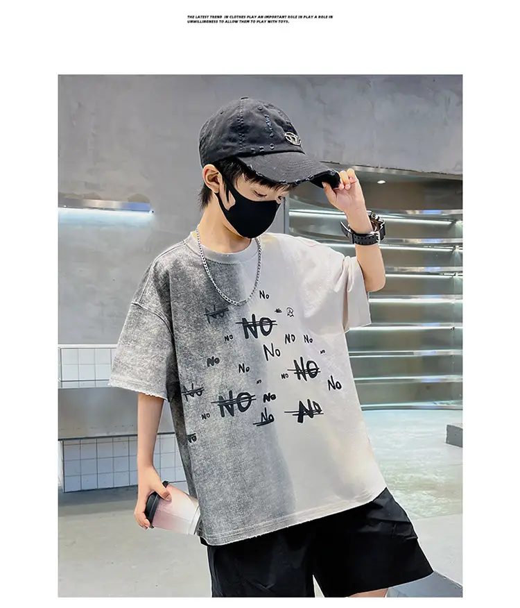 Cotton Printed T-Shirt for Boys Grey Summer Wear — feature 14