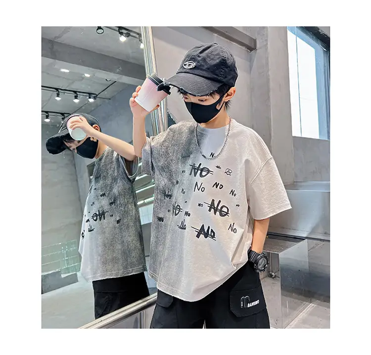 Cotton Printed T-Shirt for Boys Grey Summer Wear — feature 16