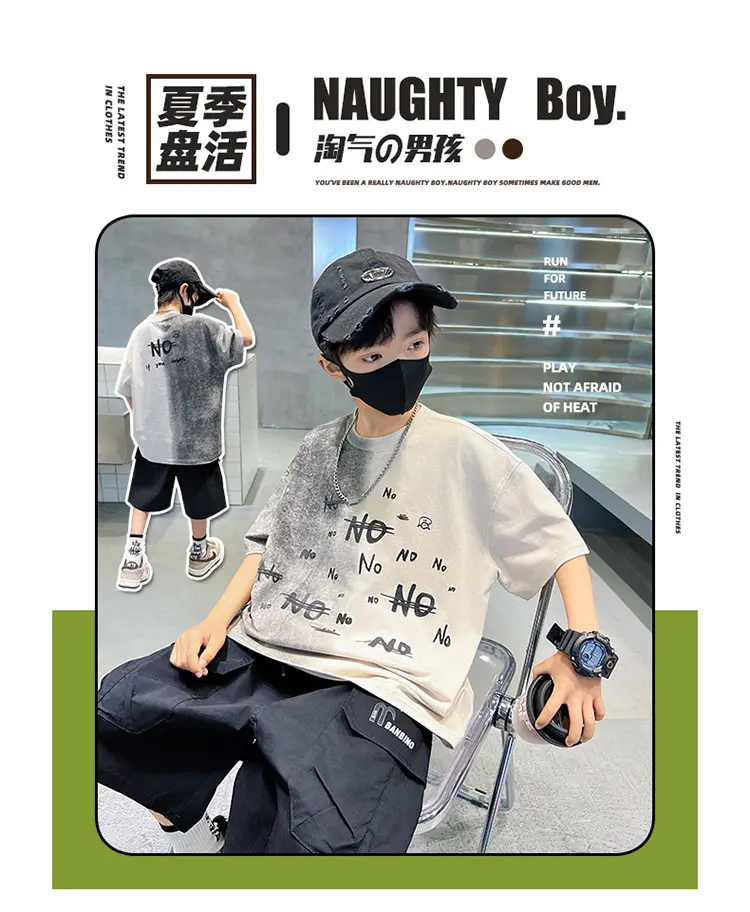 Cotton Printed T-Shirt for Boys Grey Summer Wear — feature 5