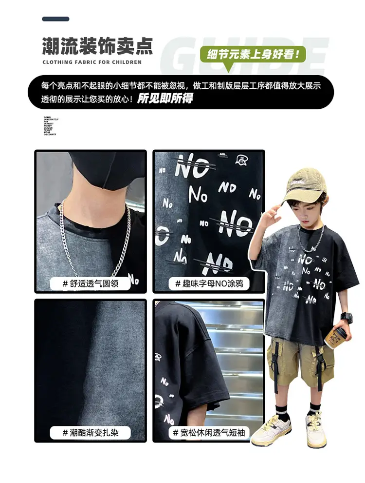 Cotton Printed T-Shirt for Boys Grey Summer Wear — feature 6