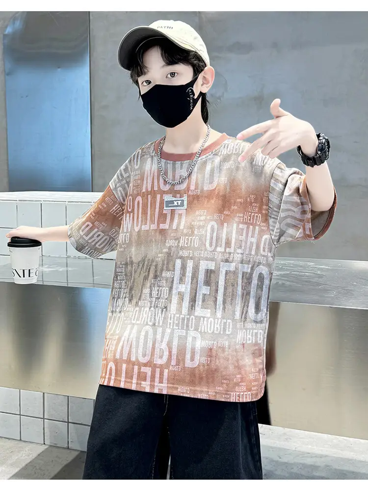 Cotton Tie-Dye Kids T-Shirt Short Sleeve Summer Wear — feature 13