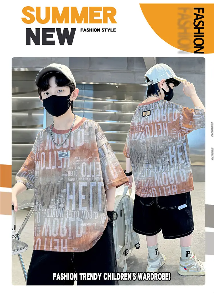 Cotton Tie-Dye Kids T-Shirt Short Sleeve Summer Wear — feature 3