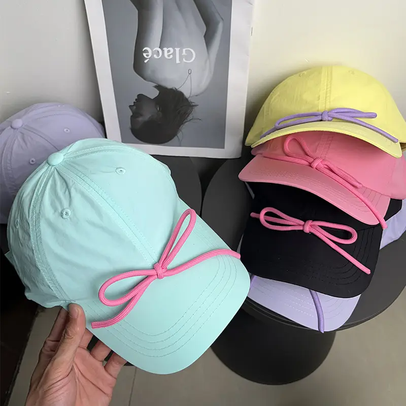 Women's Light Blue Bow Cap Summer Sunscreen Hat