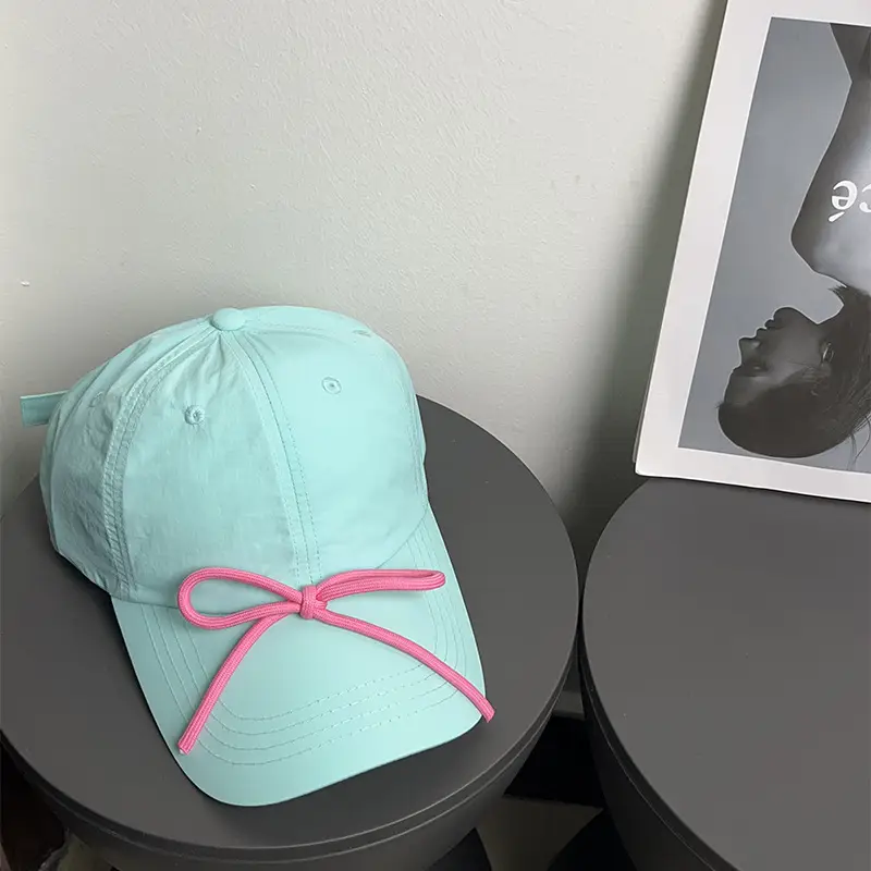 Women's Light Blue Bow Cap Summer Sunscreen Hat