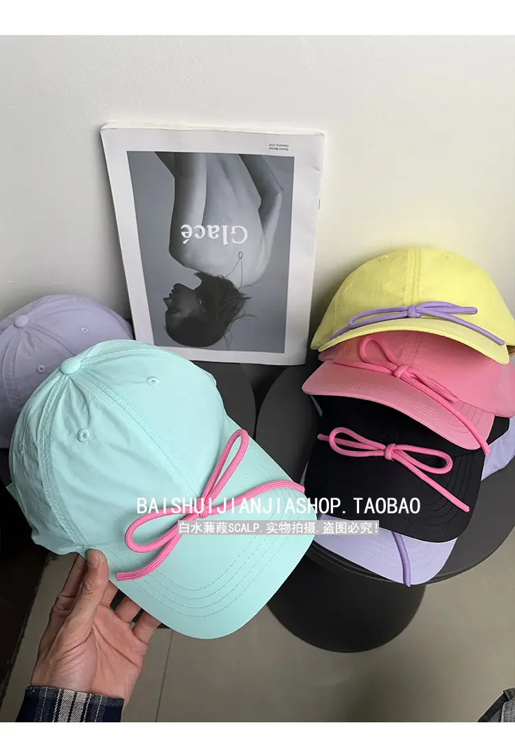 Women's Light Blue Bow Cap Summer Sunscreen Hat — feature 9