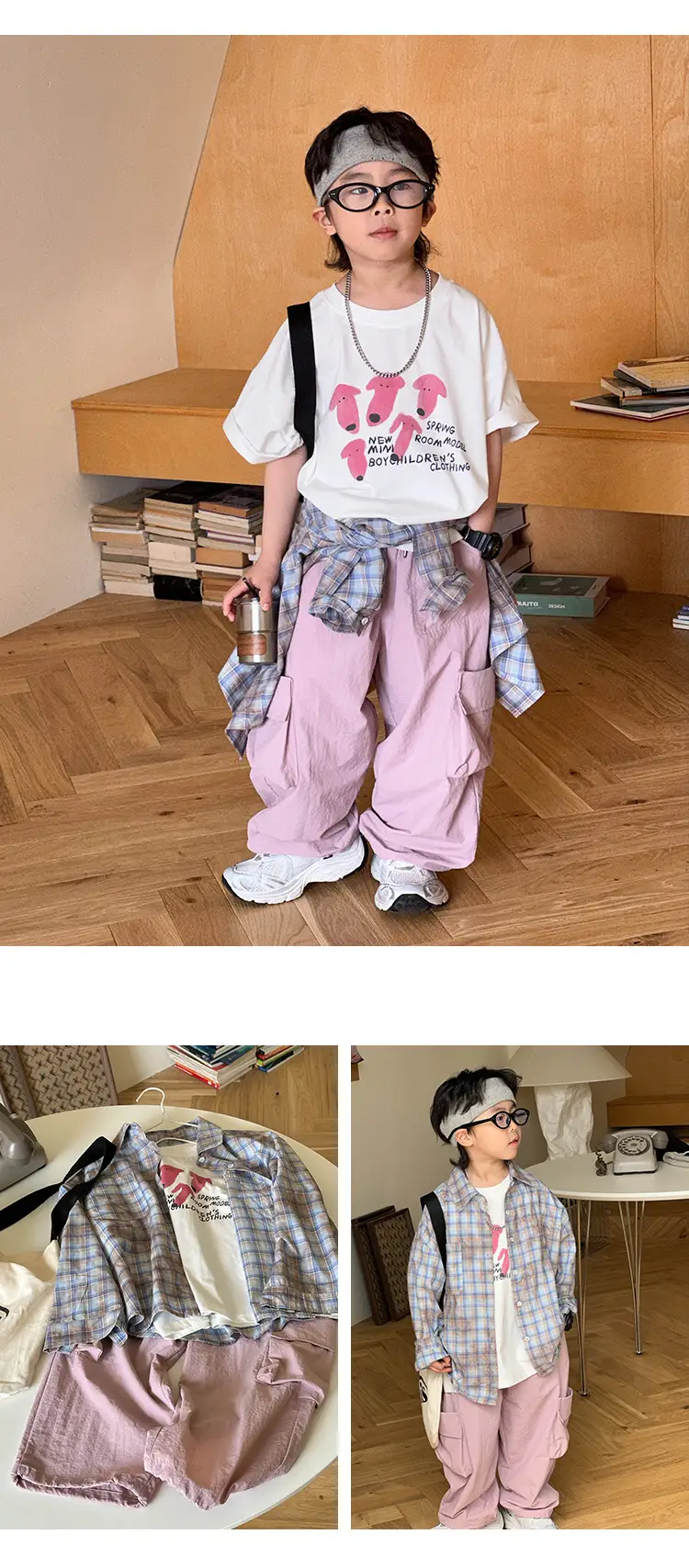 Boys T-shirt White Pink Heart Print Summer Wear — feature 10