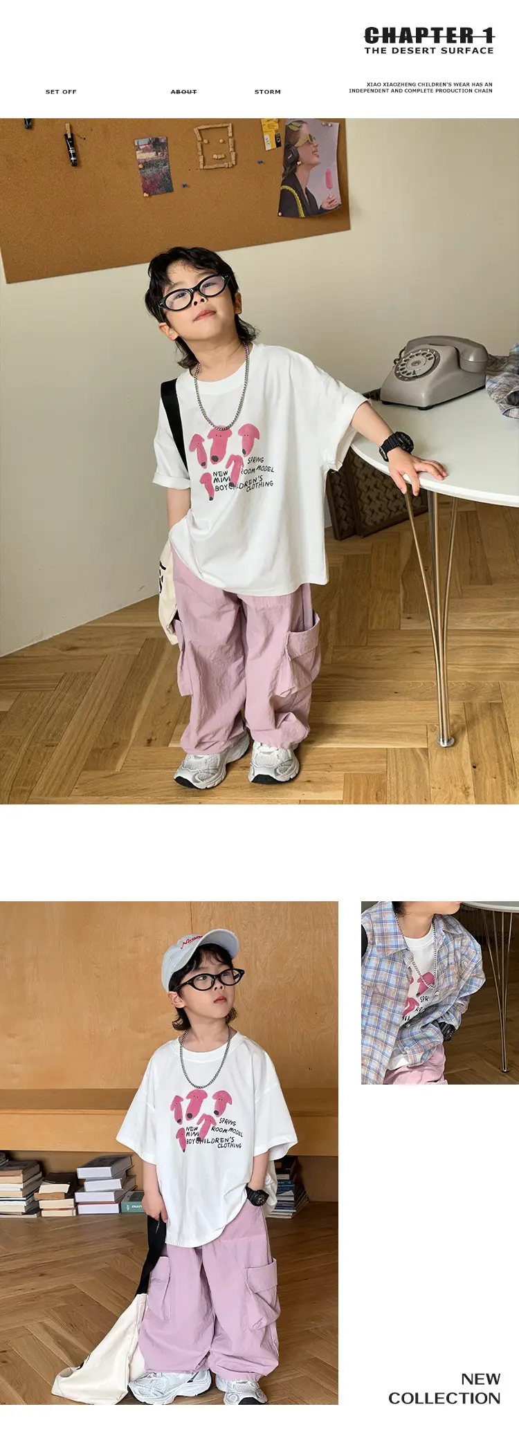 Boys T-shirt White Pink Heart Print Summer Wear — feature 11