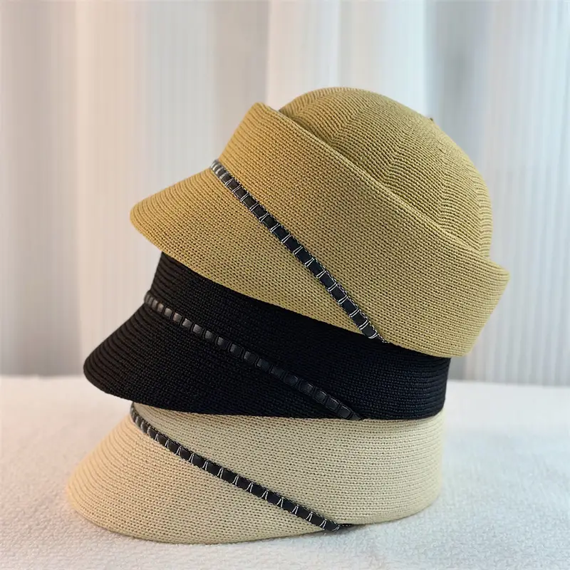 Women's Knitted Sunscreen Hat with Embroidered Band - Image 2