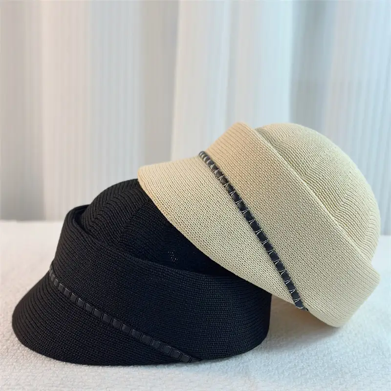 Women's Knitted Sunscreen Hat with Embroidered Band - Image 4