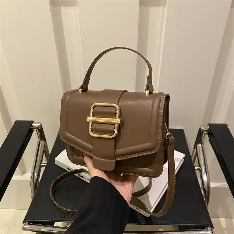 Women's Black Shoulder Crossbody Bag with Gold Buckle 2025 - Image 8
