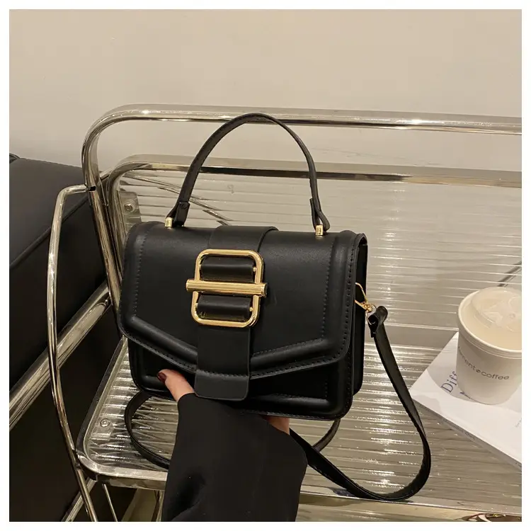 Women's Black Shoulder Crossbody Bag with Gold Buckle 2025 — feature 24