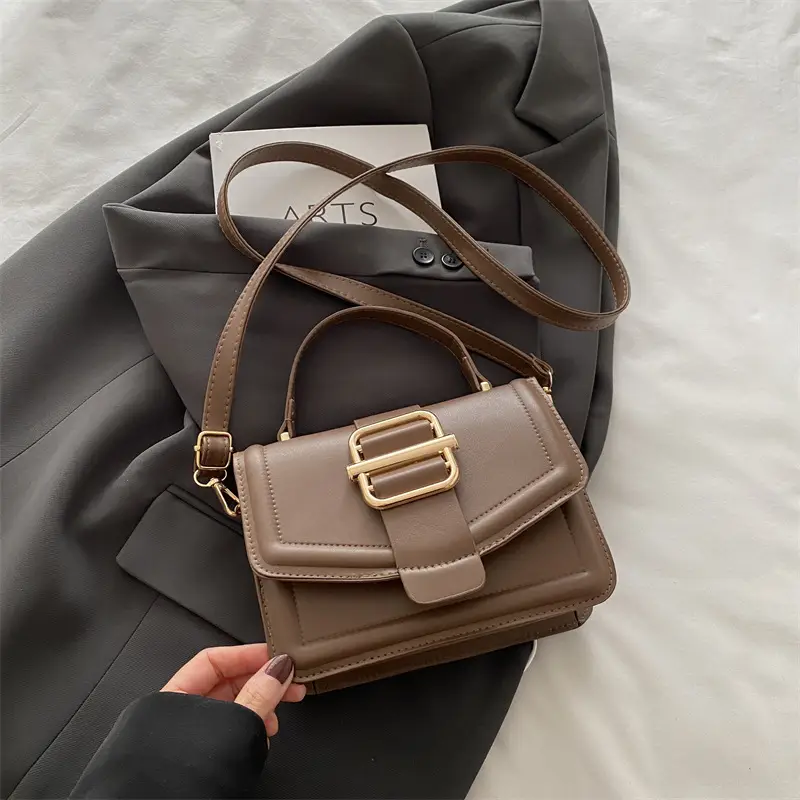 Women's Black Shoulder Crossbody Bag with Gold Buckle 2025 - Image 4