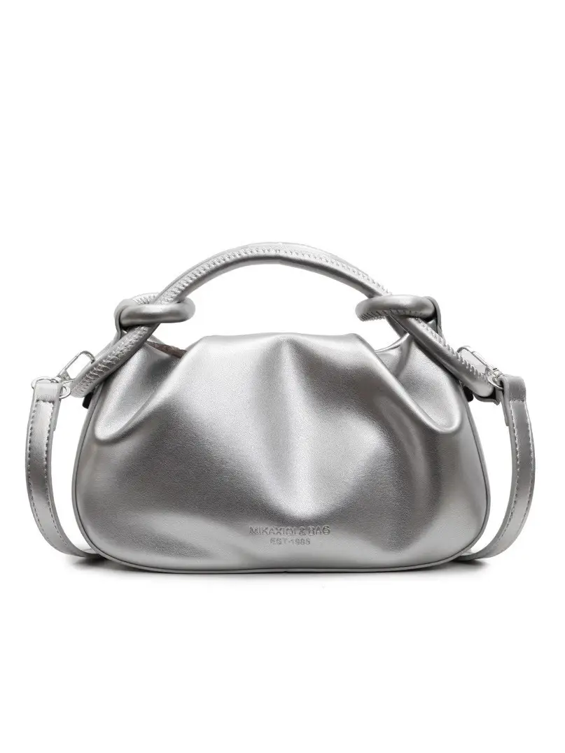 Stylish Silver Pleated Shoulder Bag for Women 2025 - Image 9