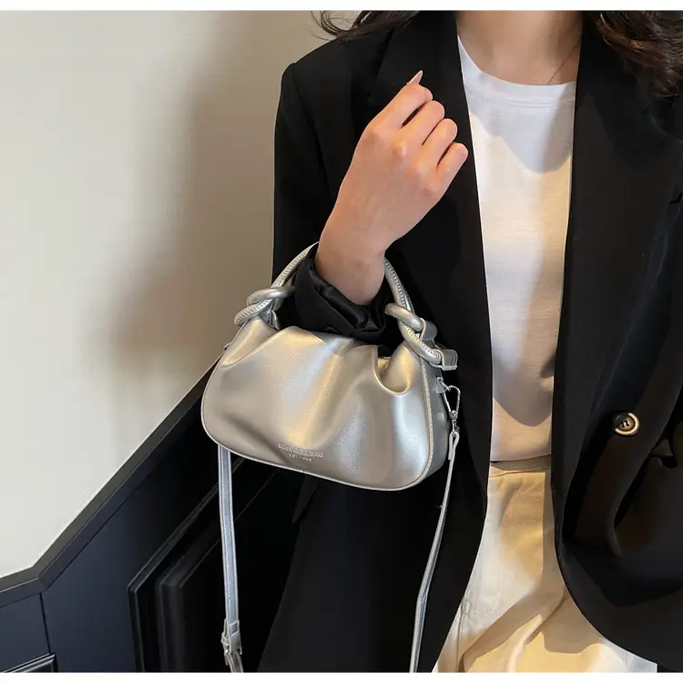Stylish Silver Pleated Shoulder Bag for Women 2025 — feature 12