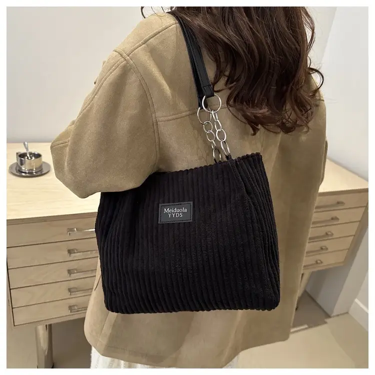 Women's Fleece Chain Shoulder Bag 2024 Brown Beige — feature 32