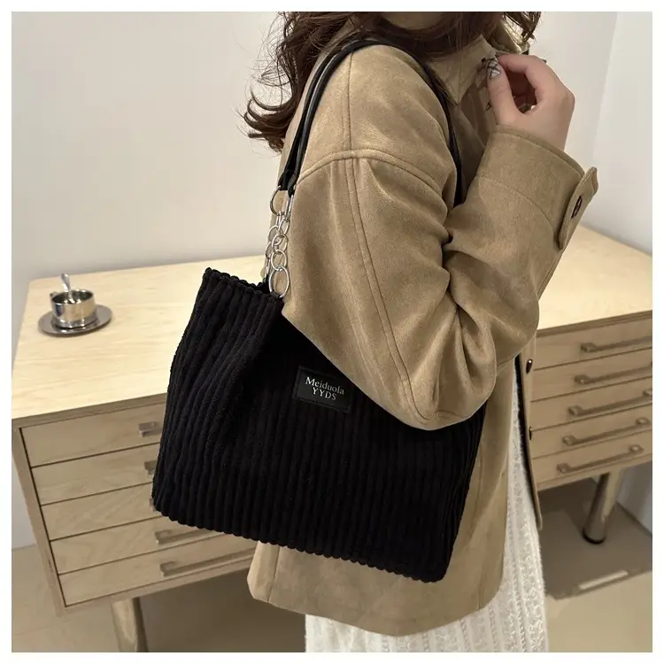 Women's Fleece Chain Shoulder Bag 2024 Brown Beige — feature 36