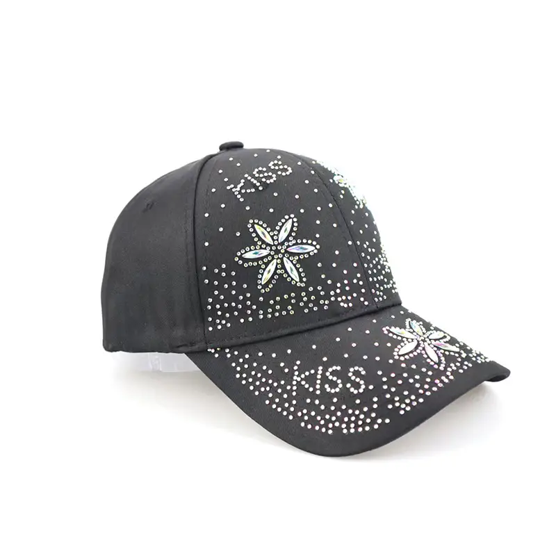 Black Rhinestone Cross-Border Baseball Cap