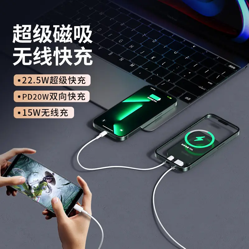 Cross-border Magsafe magnetic wireless charging treasure 10000 mA super fast charging ultra-thin mobile power logo