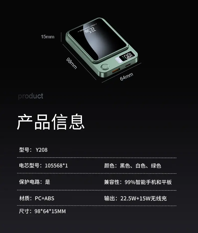 Cross-border Magsafe magnetic wireless charging treasure 10000 mA super fast charging ultra-thin mobile power logo — feature 28