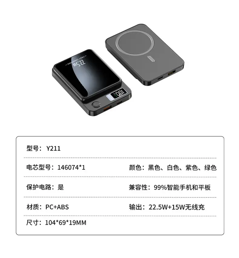 Cross-border Magsafe magnetic wireless charging treasure 10000 mA super fast charging ultra-thin mobile power logo — feature 29