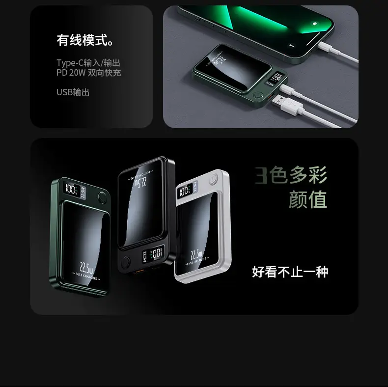 Cross-border Magsafe magnetic wireless charging treasure 10000 mA super fast charging ultra-thin mobile power logo — feature 6